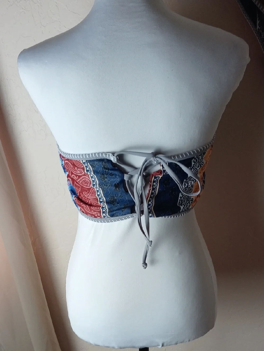 NWT Zaful Multicolor Boho Stripe Bandeau Bikini - Blue, Red, Orange, Cream